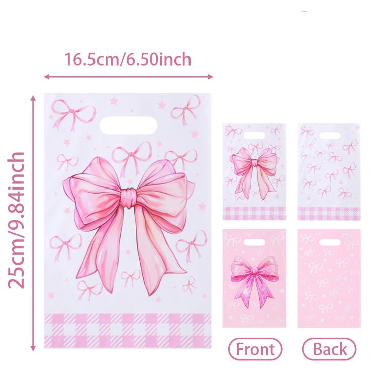 10Pcs Sweet Bow Pink Gift Packing Bag Candy Cake Snack Bags Kids Girls Birthday Baby Shower Supplies Wedding Party Decor