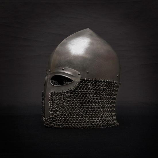Norman Helmet with Chainmail Aventail Viking Crusader Style Combat Helmet Medieval Armor for LARP, Reenactment, SCA, Cosplay Gift
