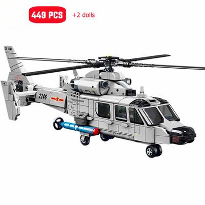449 piezas Z-9 helicóptero a bordo ensamblaje bloques de construcción MOC aviones armados modelos de soldados de combate juguetes para niños regalos para niños