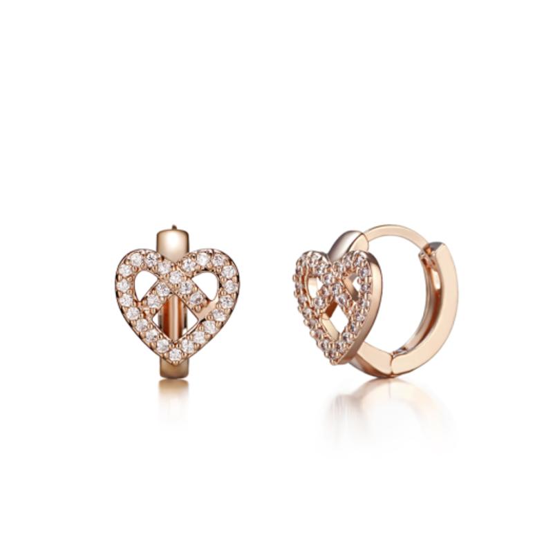 CRANNE 14K Heart One-Touch Earrings (Gold Pin) C24EGP159
