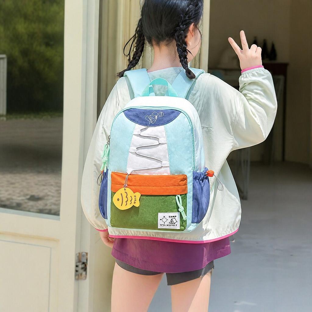 SchoolbagYX Vitality Contrasting Color Backpack Decompression Lightweight Children's Schoolbag Kindergarten Boys and Girls Short-distance Travel