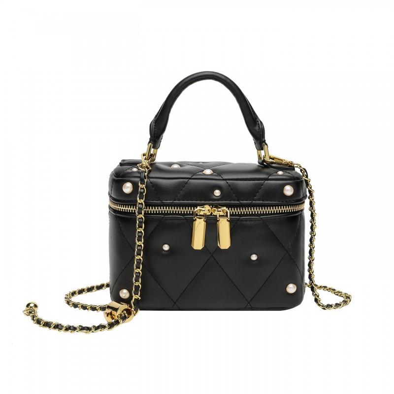 Structured Box Bag With Chain Strap Small Crossbody Handbag Women Street Style Daily Use