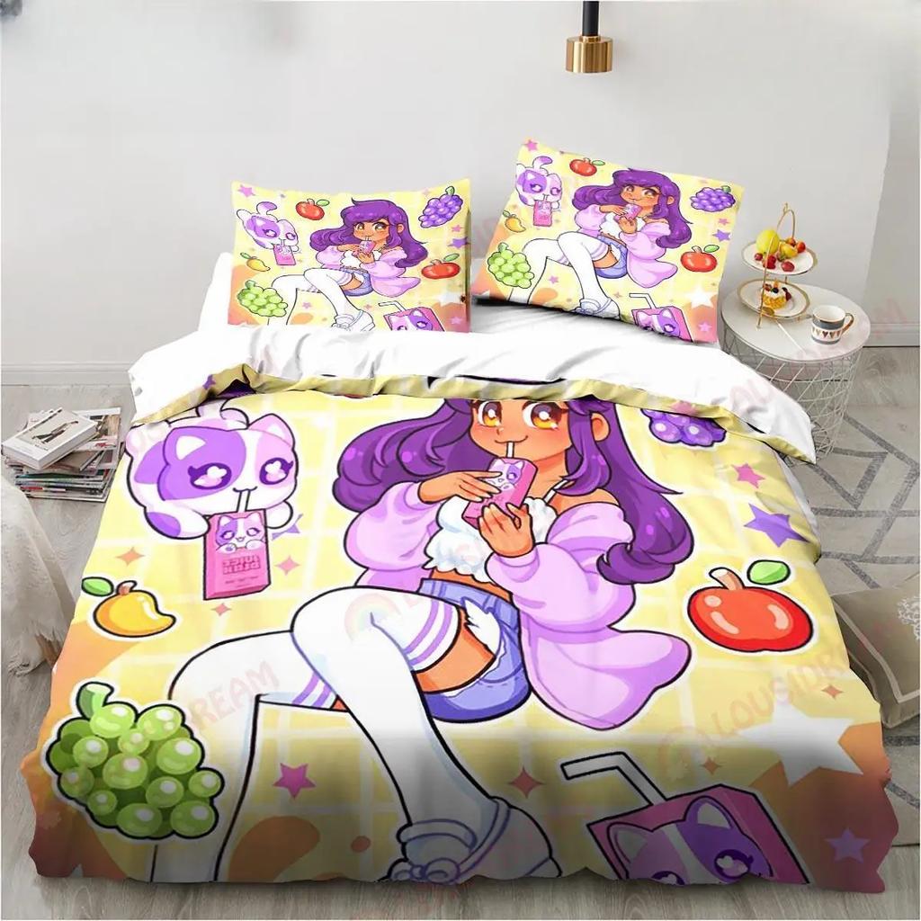 New Cartoon Game Cute Aphmau with Wings Bedding Set Sheet King Twin Double Child Bedding Set Mircofiber or Polyester Duvet Cover