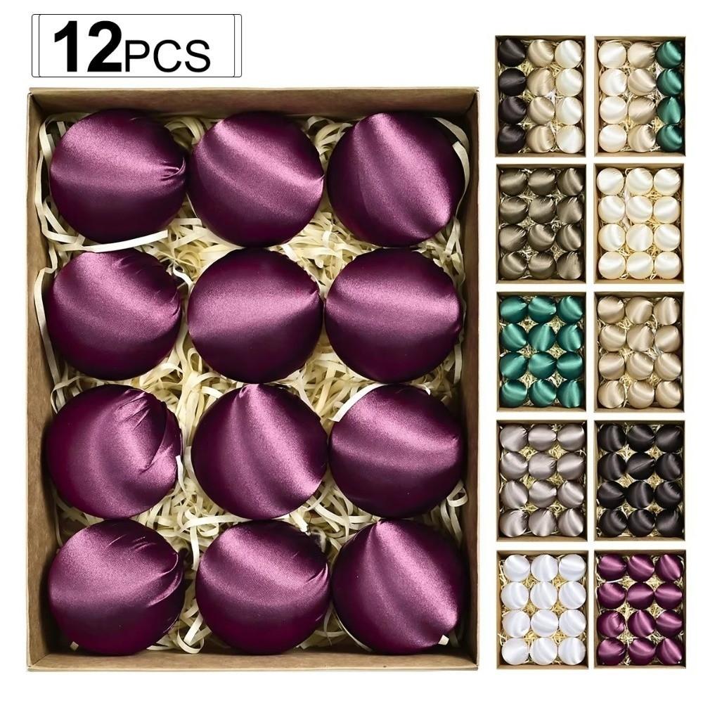 12pcs Glossy Velvet Satin Christmas Ball 6cm Christmas Gifts Ball Festive Atmosphere