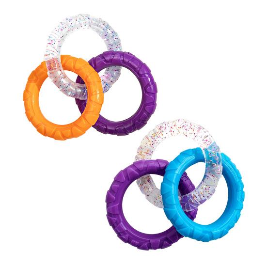 Three-Ring Dog Toy Interactive Dog Tug of War Toy Connected Rings Dog Chew Toy for Puppy Teething Biting Teeth Cleaning