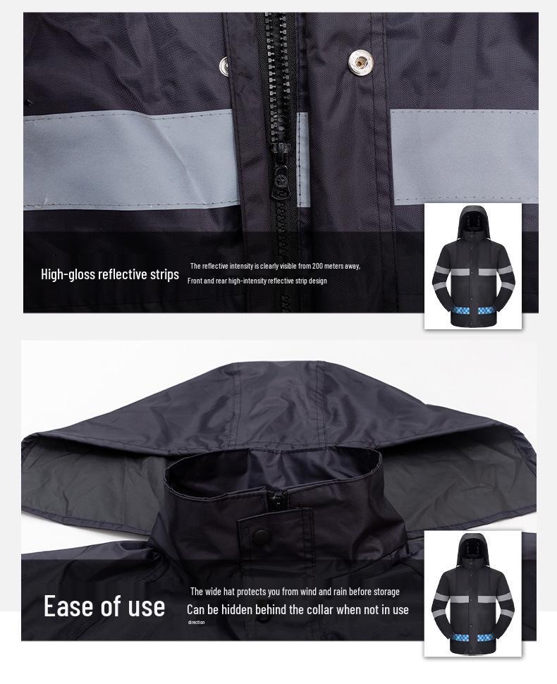 Reflective Raincoat and Rain Pants Set for Outdoor Traffic Duty and Flood Control