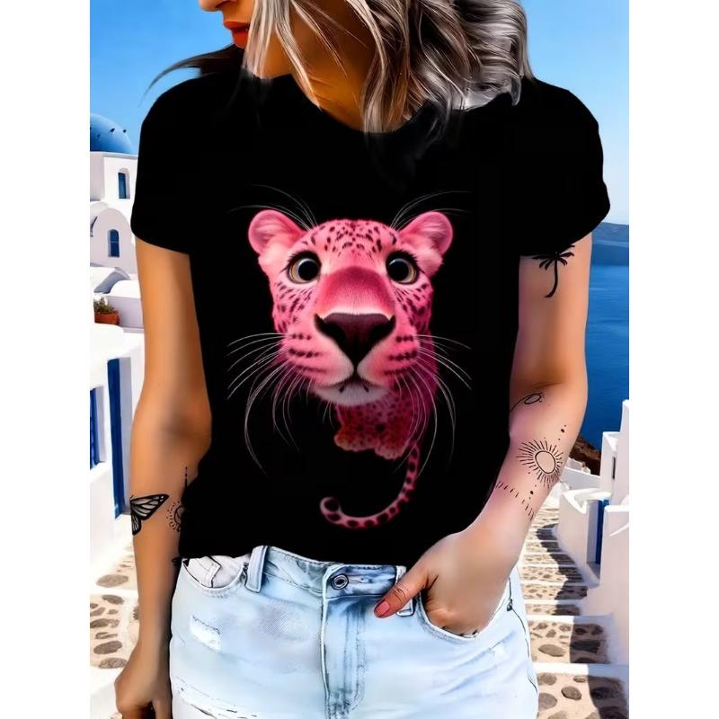 T-shirt da donna a maniche corte stampata in 3D, abbigliamento taglie forti da donna, alla moda e versatile, casual, per l'uso quotidiano