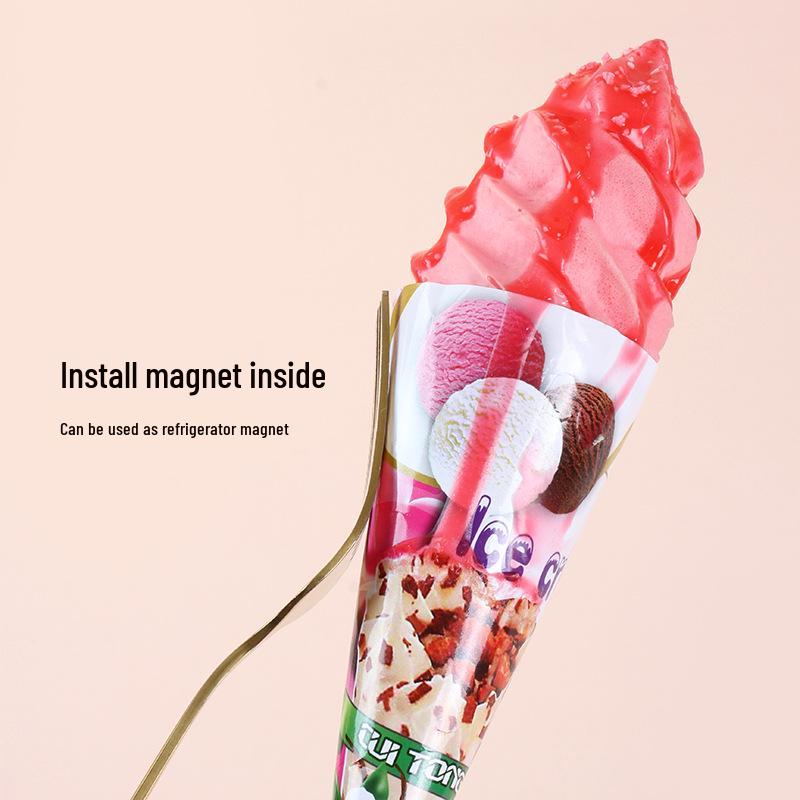 PU Ice Cream Magnet Torch - Crispy Cone Fake Sweet Ornament Decoration Prop