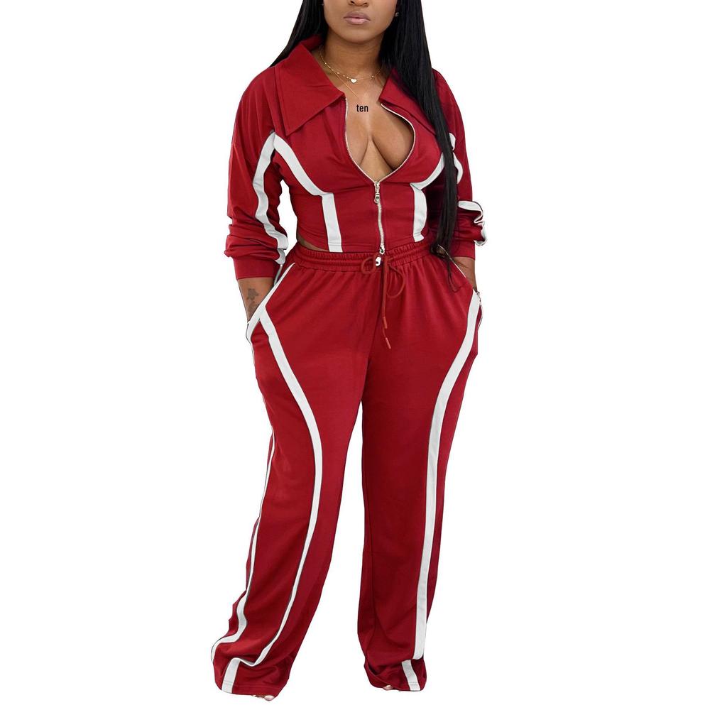 AL335 Women's Autumn/Winter Sports Suit: Cotton Jacket & Sweatpants Two-Piece Set