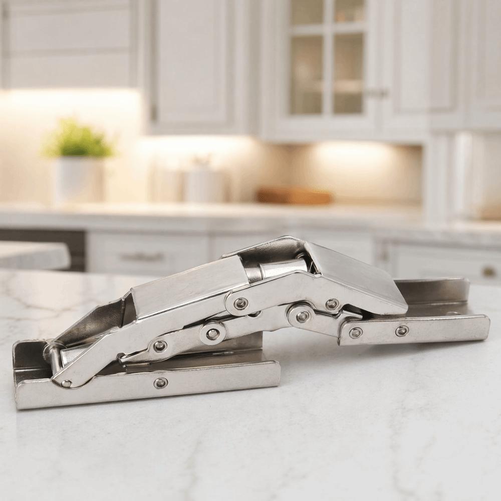4pcs 90 Degree Cabinet Door Hinges Hidden Bracket Bridge Shaped Hinges Pull Down Shelf