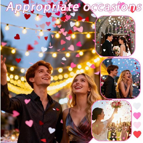 5000Pcs Heart Shaped Paper Confetti Bulk Pack Red Pink Mixed Valentine Hearts for Wedding Engagement Anniversary Party Decorations Table Scatter