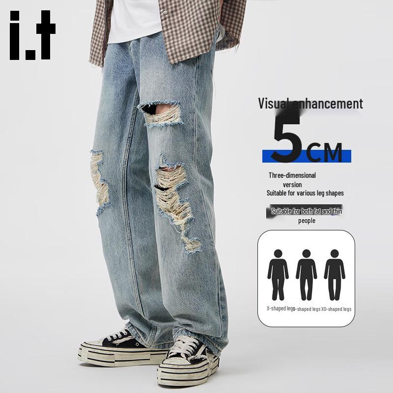 :CHOCOOLATEit Men's Relaxed Fit Distressed Straight Jeans