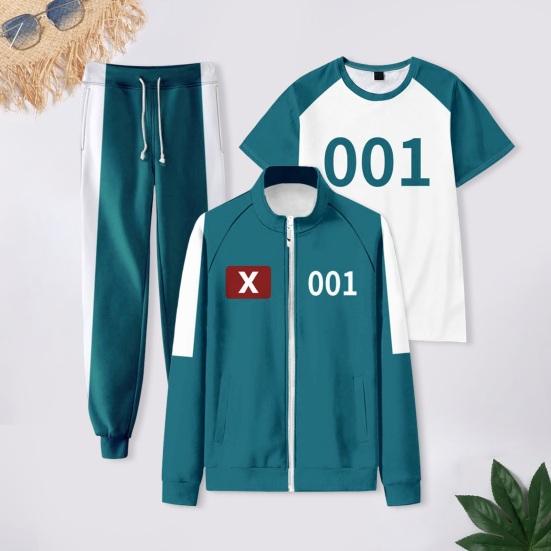 3 ks/sada Dětské herní cosplay oblečení pro volný čas Kabát Top Kalhoty Sportovní oblek