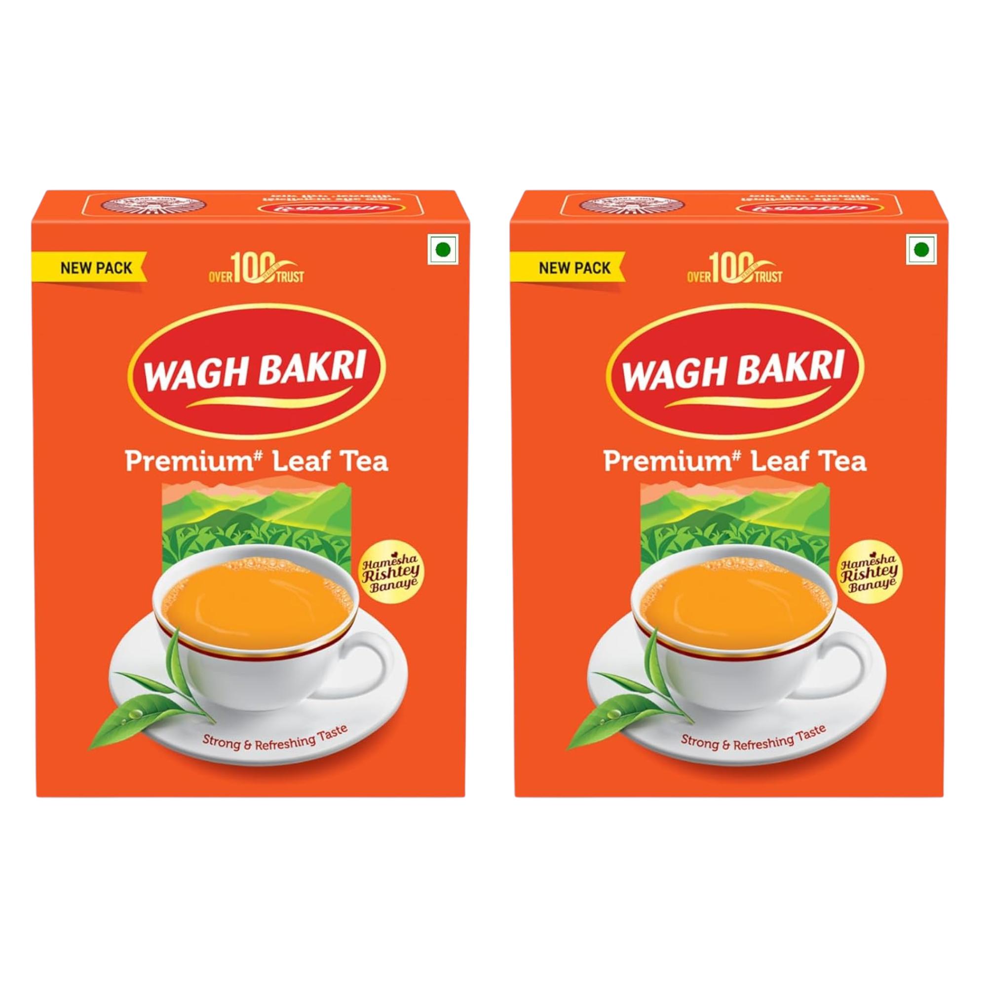

Wagh Bakri Premium Assam Leaf Tea 500g Pack of 2 Strong Taste Refreshing Aroma Black Tea
