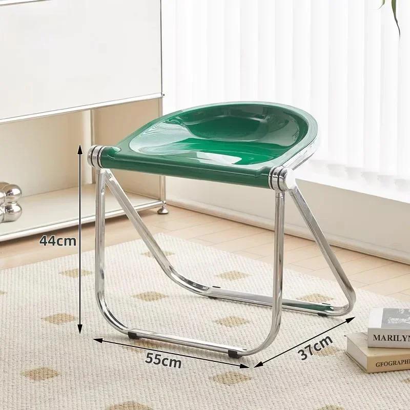 Foldable Acrylic Transparent Chair with Sturdy Metal Legs Perfect for Dining Office Coffee Shop Makeup Stool Light Luxury Style