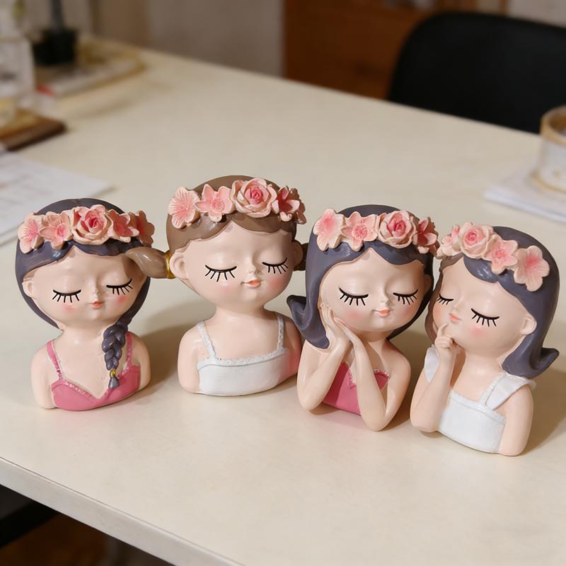 1/4Pcs Cute Fairy Flower Pot Resin Figure Planter Flower Pot For Plant Resin Ornament For Desktop Home Office Decor