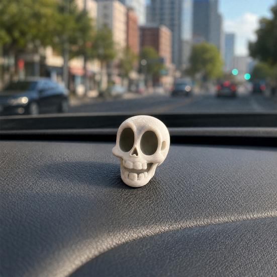 Mini Plastic Skull Figurines, 3D Printed Miniature Figurines Skulls Heads Ornaments, Dark Style Desktop Decor for Office Shelf, Halloween Party
