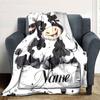 Cute Cartoon Cow Design Home Customize Your Name Blankets Soft And Cozy Lightweight For Year Round Use Perfect For Picnics Sofa Office Bed Living Room