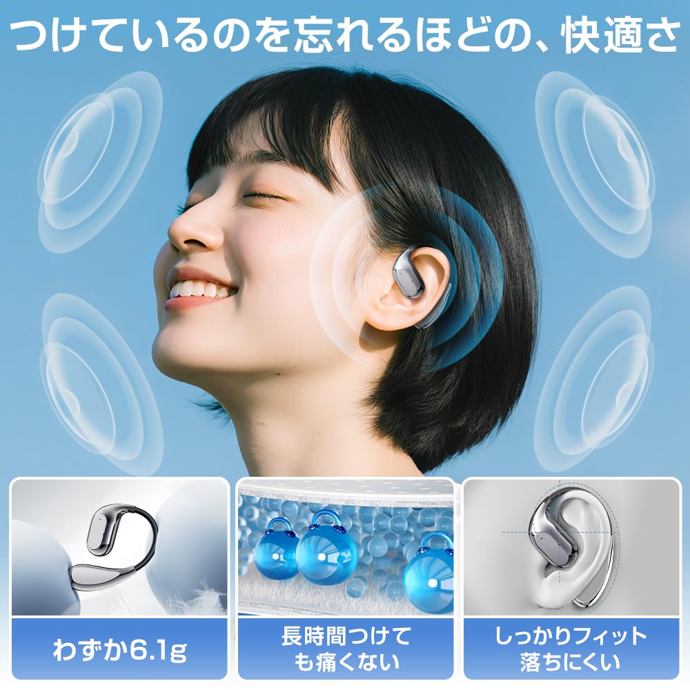 Wireless Earbuds Sound Bluetooth Ear 60 Hours of Bone Transformed Air Bluetooth Open No Ear LED Perfect for and Kotsudendo Allow You to Hear Outside