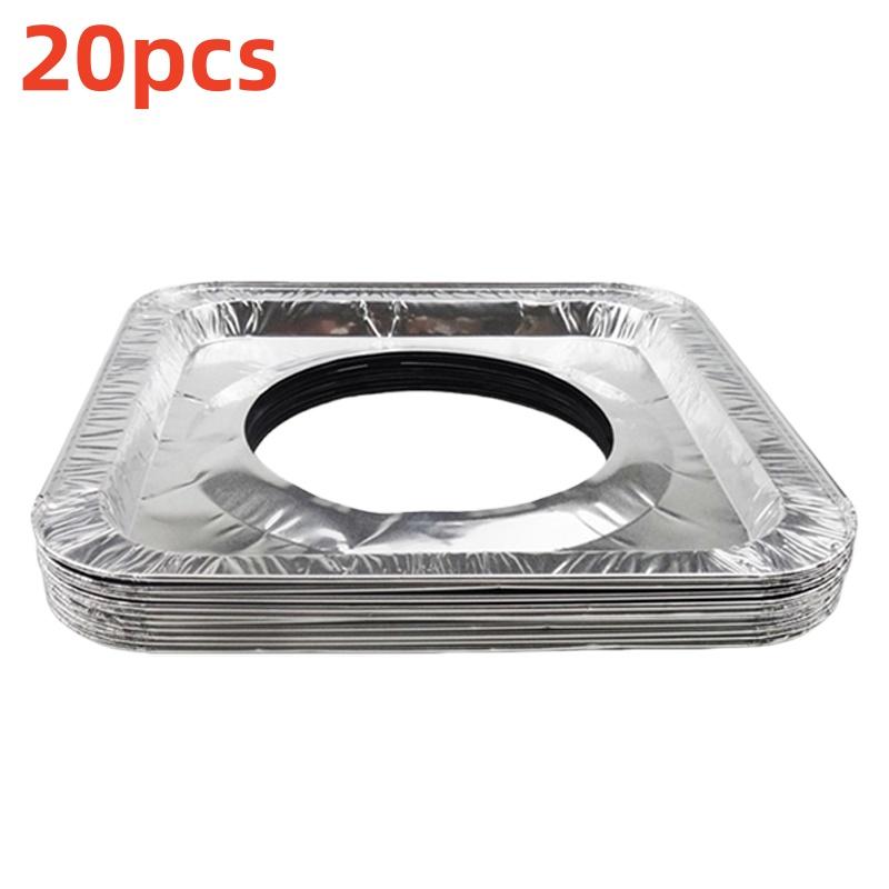 10/20 ks Hliníková fólie Kryty hořáků Jednorázové vložky sporáku pro plynové varné desky Ochranné pomůcky proti oleji pro vaření (Snadné čištění)