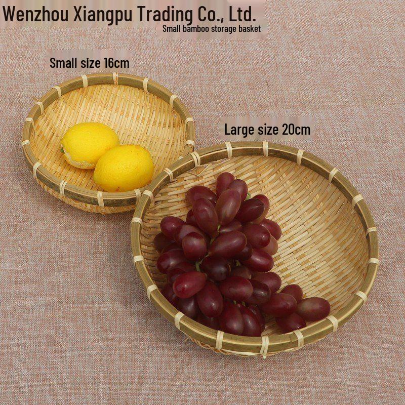 Bamboo Woven Winnowing Basket for Steamed Buns, Rice, Vegetables, and Fruits