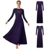 S-XXL Dámské liturgické lyrické taneční šaty Přední kamínky Dlouhý rukáv Kulatý výstřih Liniové maxi tuniky pro kostelní sbor, bohoslužby, modlitební akce