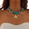 Starfish Conch Pendant Irregular Chain Necklace Bohemian Jewelry  Summer Beach Vacation