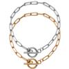 2Pcs Paperclip OT Buckle Bracelet Gold Steel Color Stainless Steel Chains for Women Men DIY Charm Bracelet Jewelry Accessories