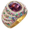 Luxury Inlaid Multicolored CZ Women's Ring Trendy Gold Color Geometry Daily Wear Party Jewelry Anniversary Gift