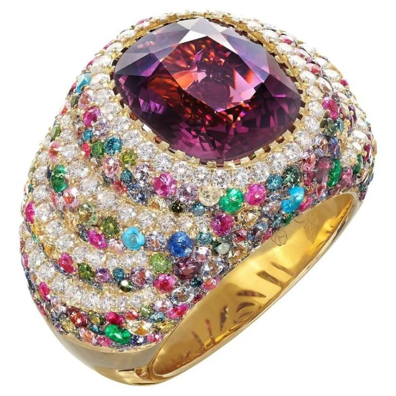 Luxury Inlaid Multicolored CZ Women's Ring Trendy Gold Color Geometry Daily Wear Party Jewelry Anniversary Gift