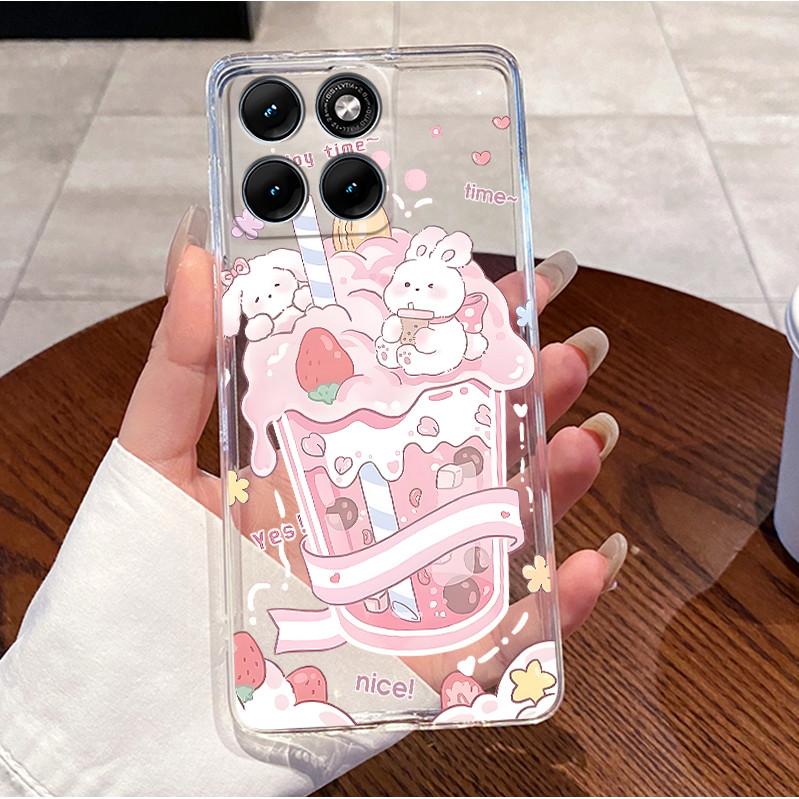 Fashion Cute Cat Lying In Bed Shell Shockproof Phone Case For Motorola Edge 70 Fusion Transparent TPU Silicone Soft Casing