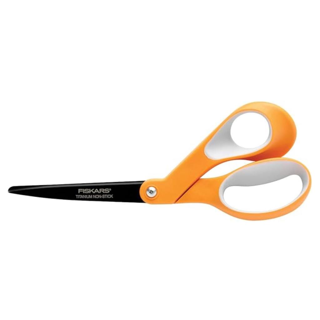 Fiskars Scissors with Black and Orange High-Performance Titanium-Coated Blades,
