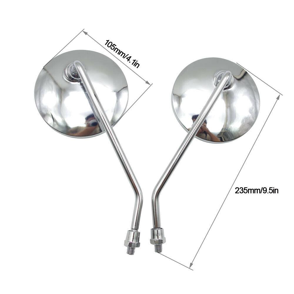 10MM Universal Motorcycle 10mm Chrome Side Rear View Round Mirrors View Rearview Mirror Round