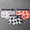Herren-Shorts, Höschen, atmungsaktive Sport-Shorts mit Karomuster, U-konvexer 3D-Schritt-Unterwäsche, bequem, stylisch, elastischer Bund, breite Boxershorts