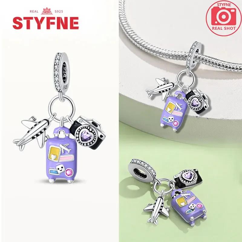 Coppercolorful Travel Luggage Charms Plane Beads Fitoriginal Bracelets Diy Fine Jewelry For Women Gifts