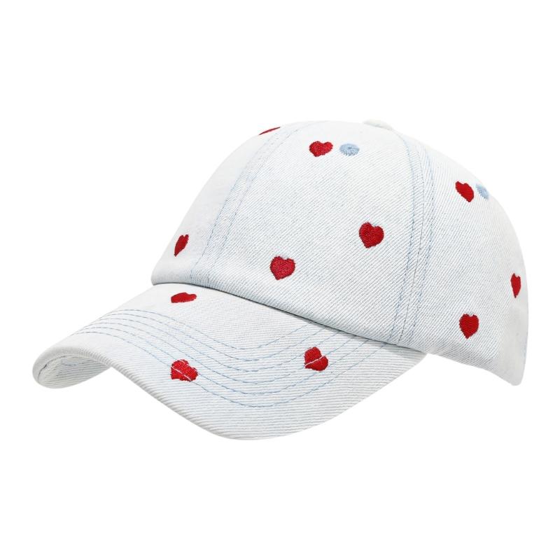 Fashionable Heart Embroidered Cotton Baseball Cap For Women Men Trendy Design Soft Comfortable Adjustable Size 54-60cm