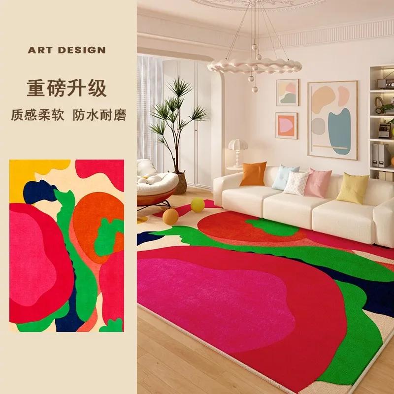 Living Room Carpet Art Irregular Color Abstract Home Bedroom Bedside Mat Easy To Care Cloakroom Coffee Table Rug Tapis 