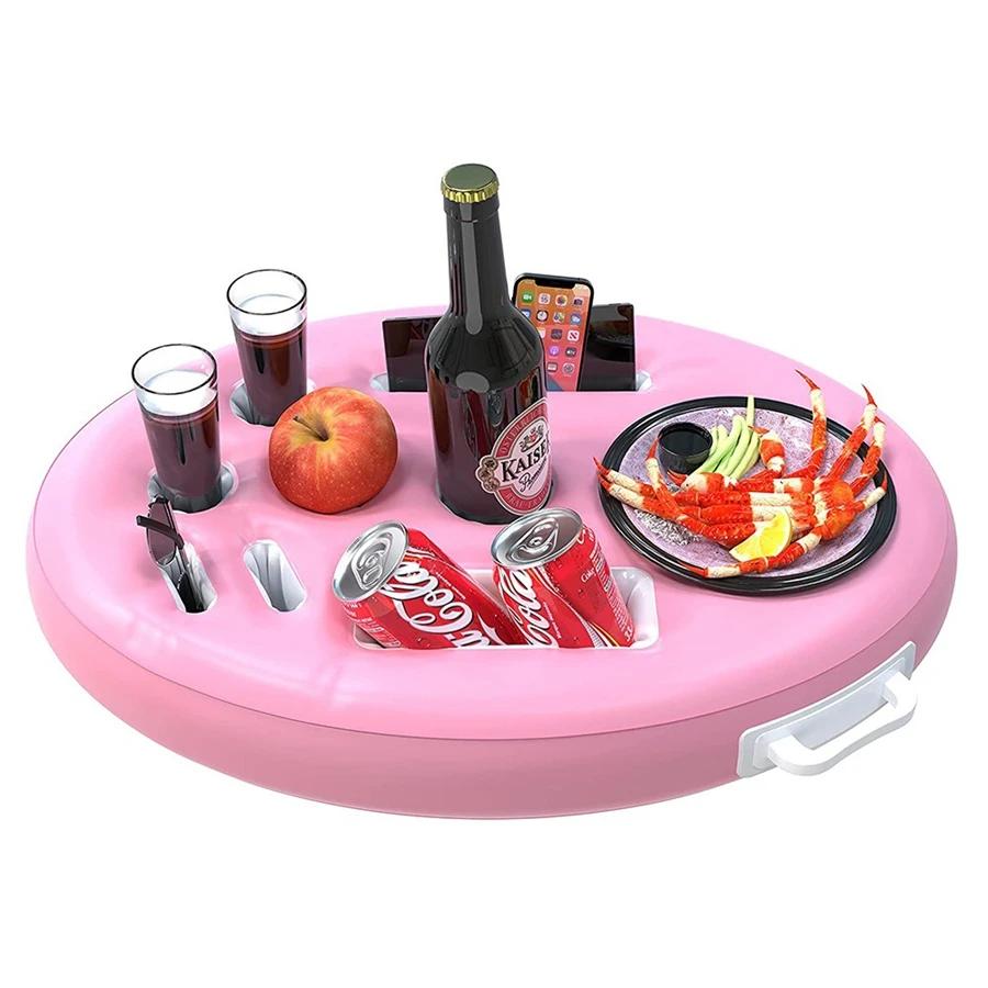 Floating Pool Drink Cooler Inflatable Beverage Holder with Cup Trays for Summer Parties Beach Events Water Fun Activities