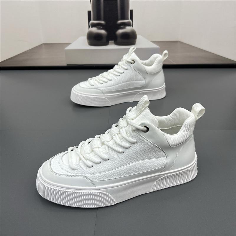 Autumn and winter new leather high-top sports and leisure board shoes thick soles zmd