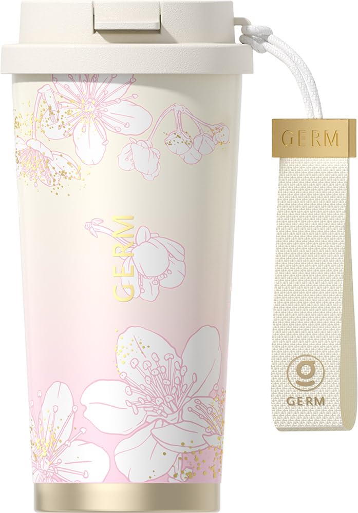 

Кружка-термос GERM с дизайном сакуры, из нержавеющей стали, сохраняет тепло и холод, с двухстенной конструкцией для и путешествий - и напитки, герметичная для поездок на работу,