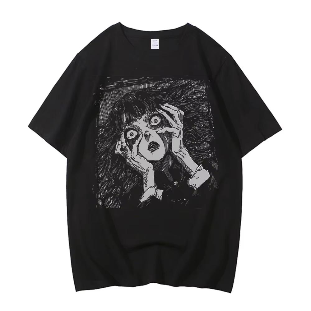 

Junji Ito T Shirts Men Punk Hip Hop Tees High Quality Cotton Casual T-shirta Anime Graphic Tees Unisex Streetwear Male Autumn 4XL