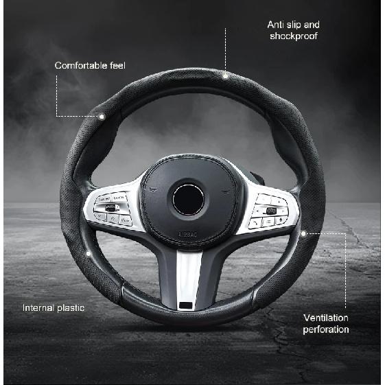 Ultra Thin Car Steering Wheel Cover All Season Universal Anti Slip Sweat Absorbent Ventilate Nappa Auto Interior Accessories