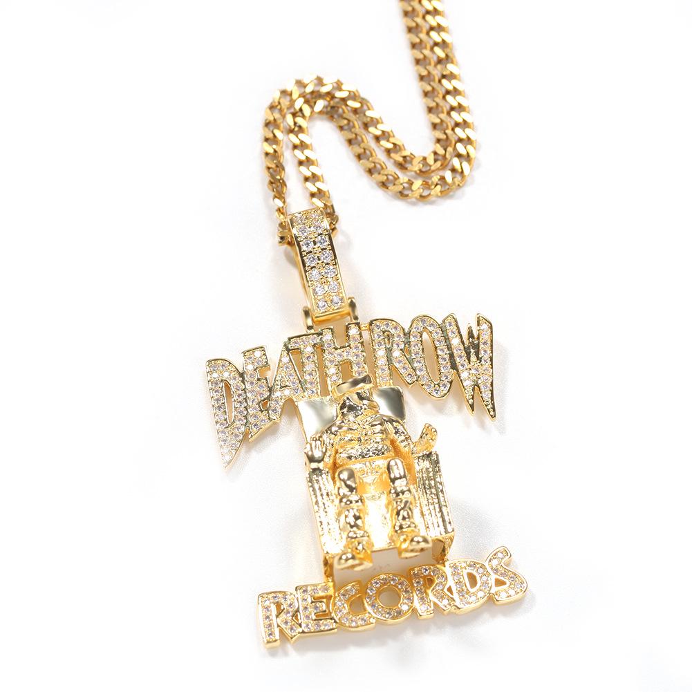 DEATHROW Hip Hop Zirkonový Náhrdelník s Písmenem - Evropské & Americké Trendy Rapové Šperky