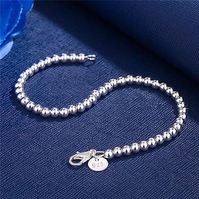 Regalos de Navidad Pulsera con Dijes Cadena de Cuentas de 4MM para Mujer Joyería Popular Moda Fiesta de Boda