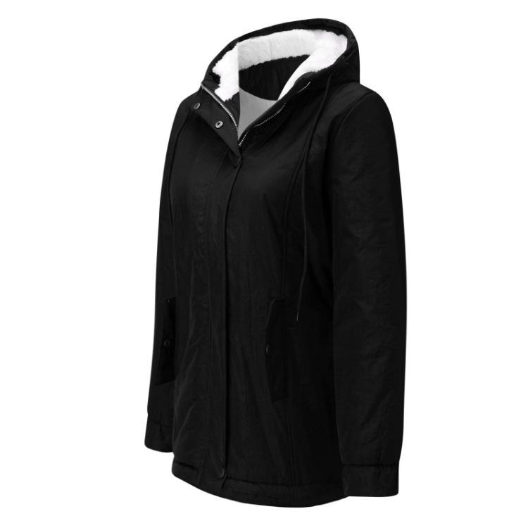 Women Fleece Hooded Coat Lamb Wool Cotton Padded Winter Fashion Coat