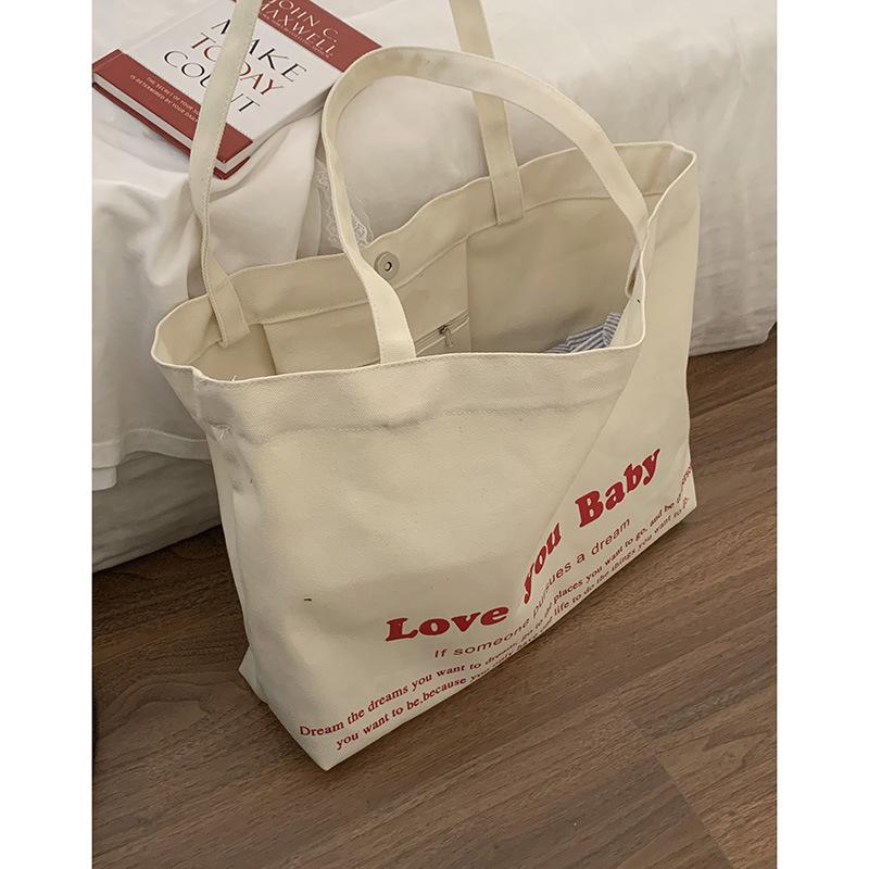 Korean version of casual large-capacity underarm bag women's 2025 new letter print tote bag shoulder shopping bag