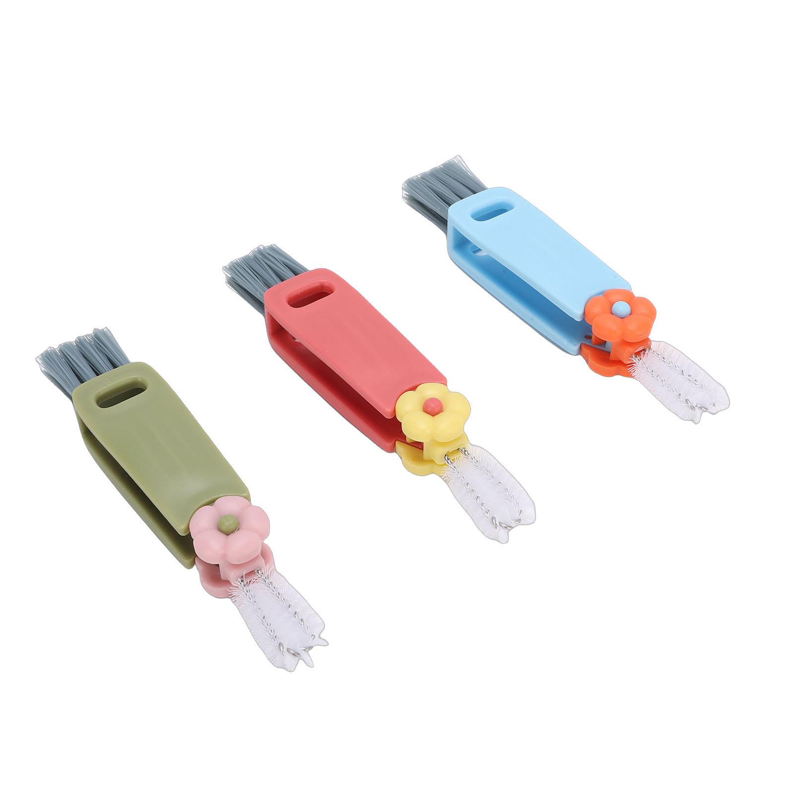 3 Pcs Cup Lid Cleaning Brush Multifunctional Bottle Cleaning Brush for Home Kitchen Blue Pink Green