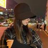 Autumn and Winter Korean Style Warm Peaked Cap for Women Cold Proof Thickened with Velvet  Slimming  Double Sided Equestrian Hat
