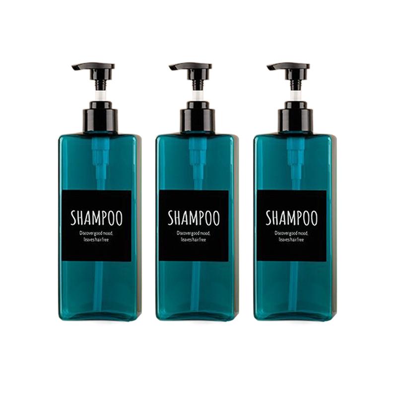 

3 шт. 500 мл квадратний дозатор для мила водонепроникні етикетки багаторазова порожня пляшка рідке мило для рук лосьйон шампунь кондиціонер контейнер синій