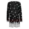 Women's Fashion Casual Christmas Printed Mid-Length Cardigan Long Sleeve Jacket